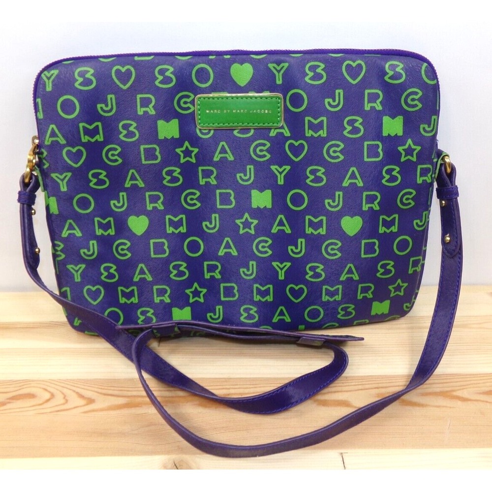 Marc by Marc Jacobs Laptop Carry Bag Shoulder Strap Royal Purple Multi SAMPLE‎